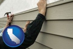 california map icon and installing vinyl siding on a house