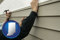 indiana map icon and installing vinyl siding on a house