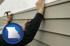 missouri map icon and installing vinyl siding on a house