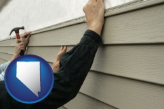 nevada map icon and installing vinyl siding on a house