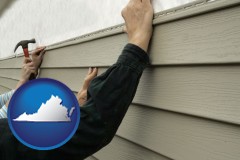 virginia map icon and installing vinyl siding on a house