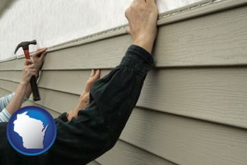 installing vinyl siding on a house - with Wisconsin icon